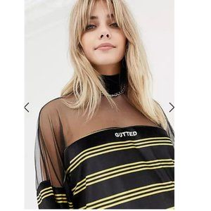 THE RAGGED PRIEST Ungrateful velour tshirt stripe dress